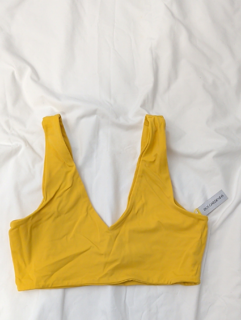 Dog Gardenias Yellow V-Neck Bikini Top
